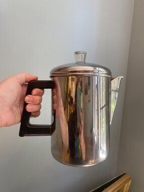 Vintage Sears Maid Of Honor Stainless Steel Percolator Coffee Pot 8-Cup With Gla